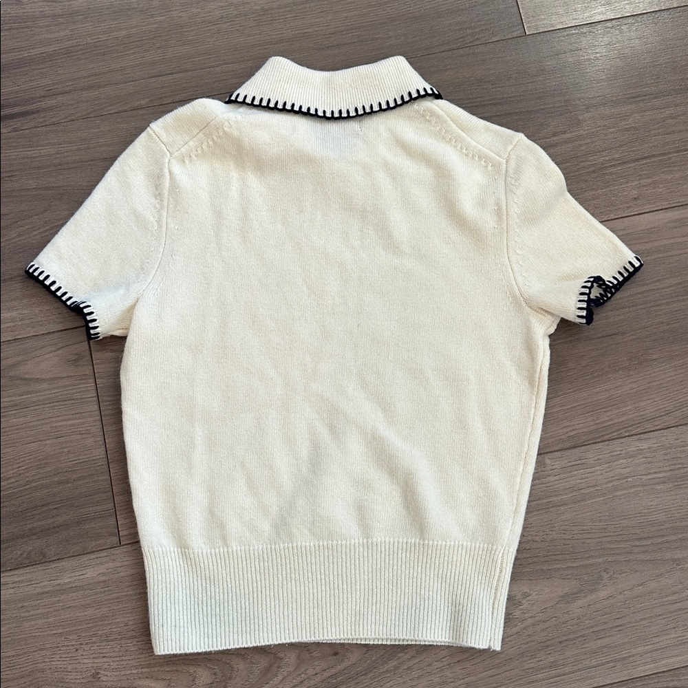 STAUD Cream Sweater with Black Trim - Picture 4 of 6